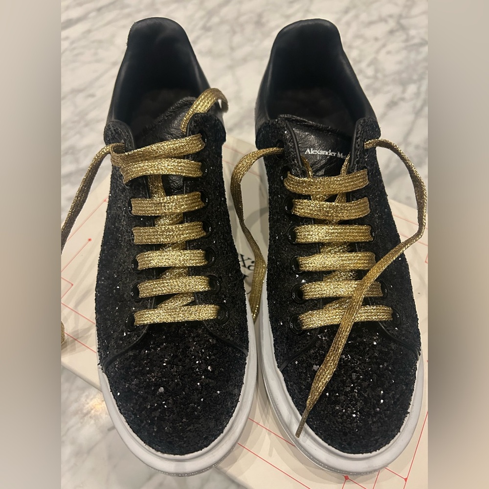 Alexander McQueen Galaxy Glitter Black Sneakers Size 41+